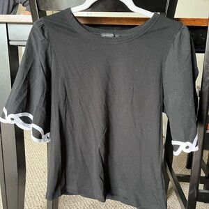 Banana Republic Black Top With Embroidered Sleeves